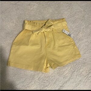 High Waist Yellow Shorts with Elastic Waistband